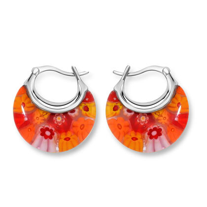 Orange Murano-Stil Glas Ohrringe, 316L Edelstahl