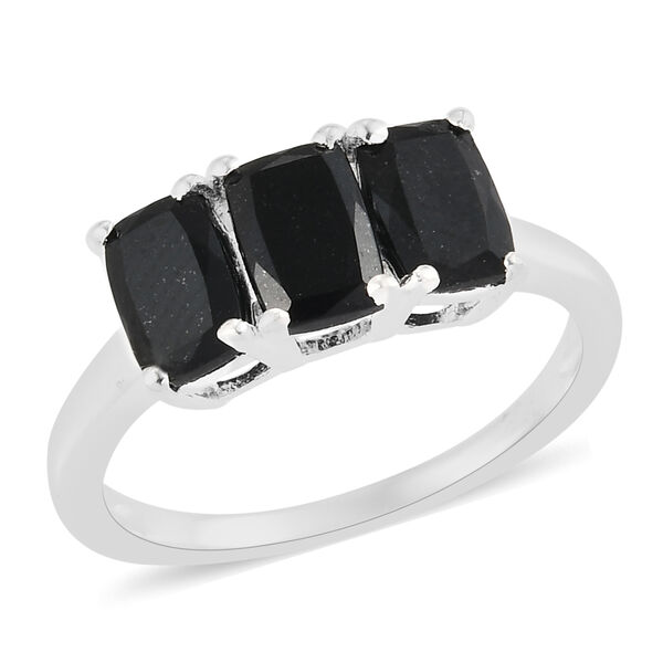 Schwarzer Turmalin 3 Stein Ring 925 Silber  ca. 1,61 ct image number 4