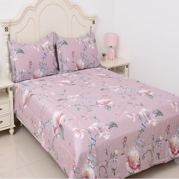 3er-Set, Bettdecke und 2 Kissenbez&uuml;ge aus 100% Maulbeerseiden, Lila image number 5