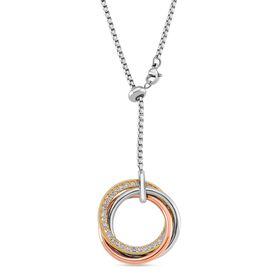 Weißer Kristall Halskette ca. Flexibles cm Reiner Edelstahl Tricolor