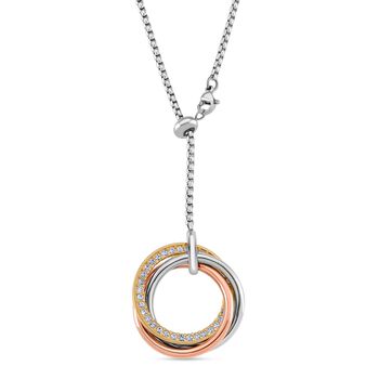 Wei&szlig;er Kristall Halskette ca. Flexibles cm Reiner Edelstahl Tricolor