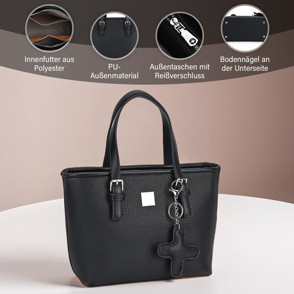 Crossbody Bag mit Designer-Anhänger in Kreuzform, Schwarz image number 3