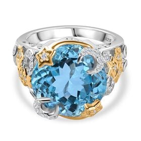 GP Celestial Dream Kollektion - Himmelblauer Topas, Zirkon und Kanchanaburi blauer Saphir-Ring - 12,87 ct.