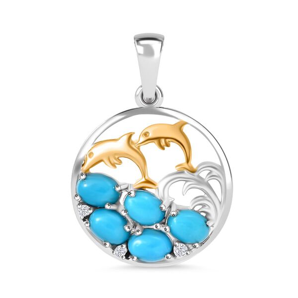 AAA Sleeping Beauty T&uuml;rkis und Zirkon Anh&auml;nger, ca. 0,87 ct.