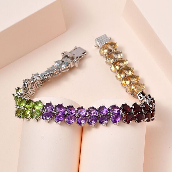 Mehrfarbiges Edelstein-Armband, 19 cm - 29,42 ct. image number 2