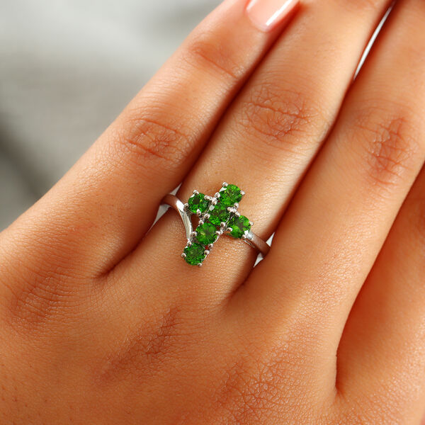 Nat&uuml;rlicher Chromdiopsid Ring 925 Silber platiniert  ca. 1,15 ct image number 3