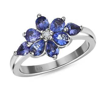 AAA Tansanit und Zirkon Ring - 1,39 ct.
