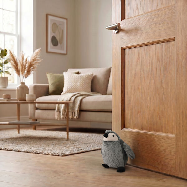 Penguin Door stopper Product size:16*20*15CM Packing:1PC/opp bag+sticker Function: Damage-Free for Doors Anti-Slam & Lockout Protection Pinch-Free Safety Color:Gray Material:Polyester+sand Product size:16*20*15cm image number 1