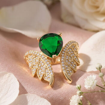 Gr&uuml;ner Zirkonia, Wei&szlig;er Zirkonia Ring Nickelfreies Messing (Gr&ouml;&szlig;e 17.75)