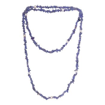 Tansanit und S&uuml;&szlig;wasserperlen Halskette, 91cm - 175 ct.