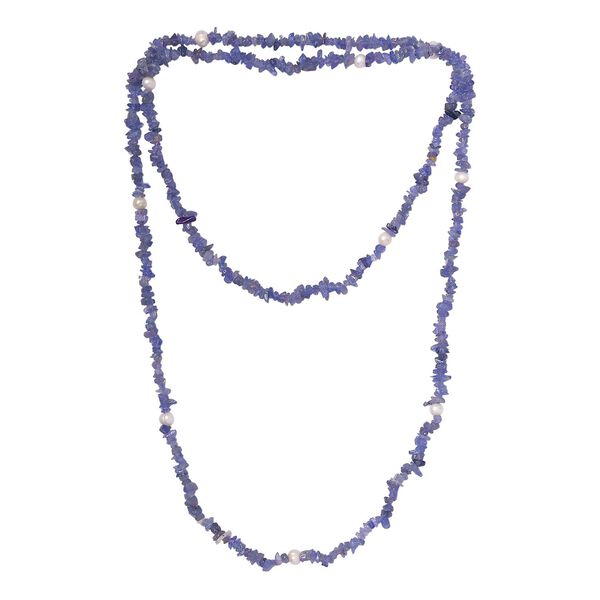 Tansanit und S&uuml;&szlig;wasserperlen Halskette, 91cm - 175 ct. image number 4