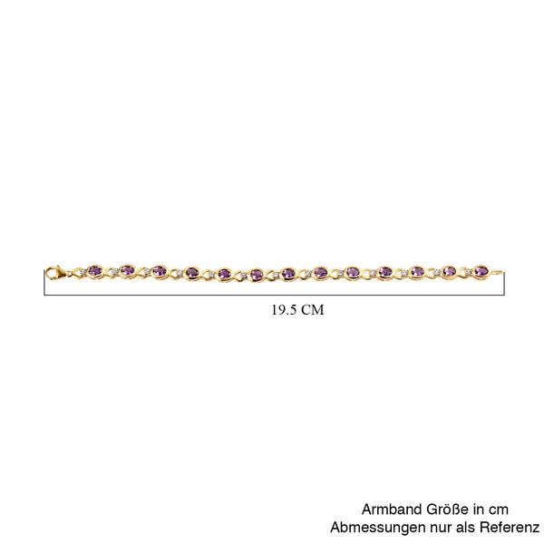 Nat&uuml;rliches, marokkanisches Amethyst und wei&szlig;es Zirkon-Armband, ca. 19 cm, 925 Silber vergoldet ca. 5.51 ct image number 5