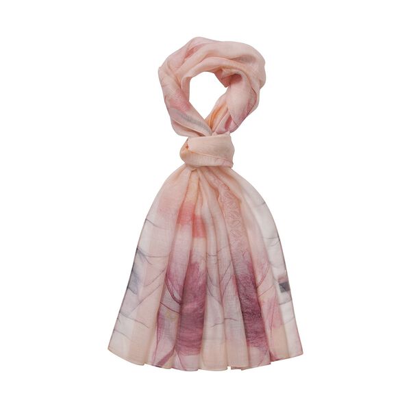 LA MAREY - Luxuri&ouml;ser Floral-Print Schal, Merinowolle und Maulbeerseide, rosa image number 0