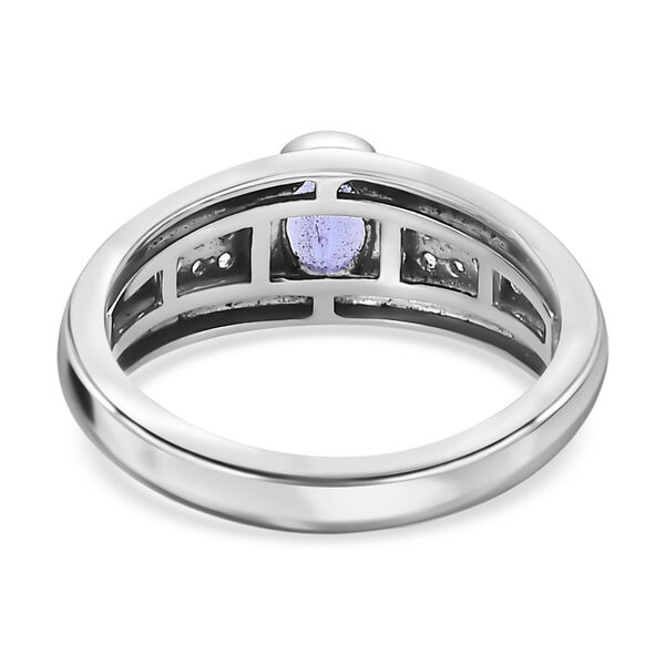 AAA Tansanit, wei&szlig;er Zirkon Ring, 925 Silber platiniert (Gr&ouml;&szlig;e 16.00) ca. 0.90 ct image number 5