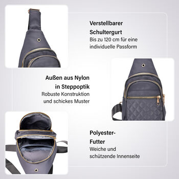 Rucksack mit RFID-Schutz in Steppoptik, 17x7,5x30cm, Grau