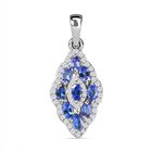 AAA Tansanit und weißer Zirkon-Anhänger, 925 Silber platiniert ca. 1.20 ct