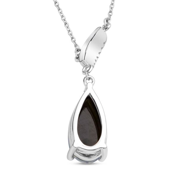 Boulder Opal Triplett und Zirkon-Halskette, 925 Silber rhodiniert, 3,40 ct. image number 5