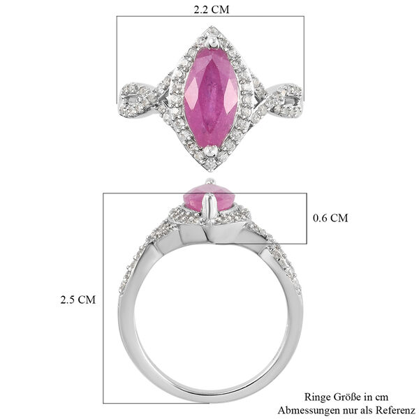 Premium Ilakaka rosa Saphir und Zirkon Ring, 925 Silber platiniert image number 7