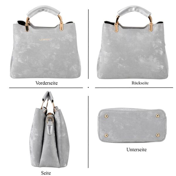 LA MAREY Crossbody Tasche mit Rei&szlig;verschlussf&auml;chern und verstellbarem Schulterriemen 25 x 20 x 11 cm Silber image number 4