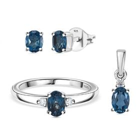 London Blautopas und Zirkon Schmuckset - 1,98 ct.