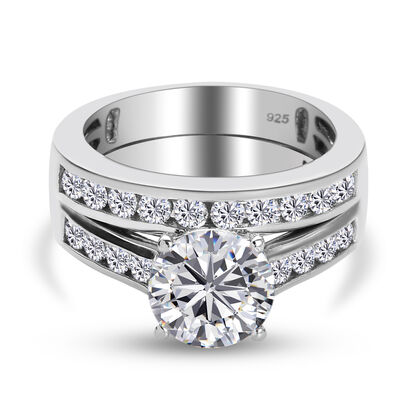 2er-Set 120 Facetten Moissanit-Ring, 925 Silber platiniert ca. 2,48 ct
