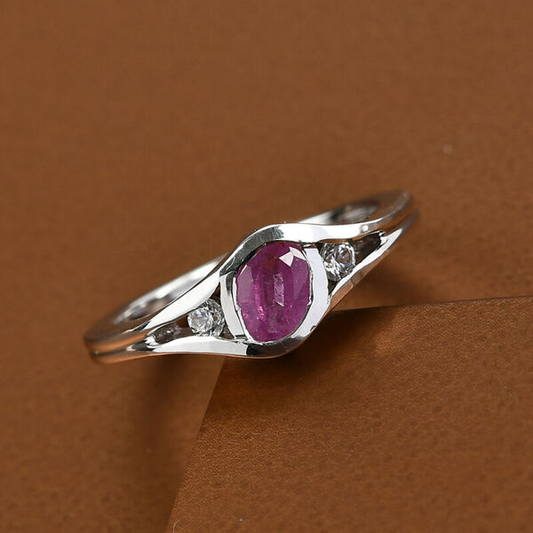 Premium Ilakaka Rosa Saphir und Zirkon Ring, 925 Silber platiniert, 0,83 ct. image number 2