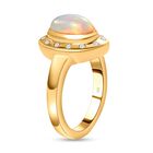 Natürlicher, äthiopischer Opal und weißer Zirkon-Ring, 925 Silber vergoldet  ca. 1,17 ct image number 3