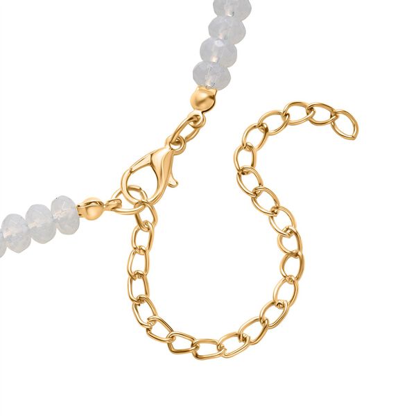 Muschelkernperle, Opalit und wei&szlig;e Kristall 40,5+10cm Halskette image number 6