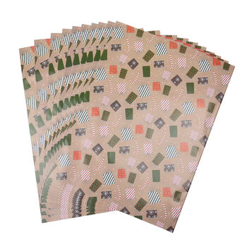 40er-Set Geschenkpapiere, Weihnachtsmotiv, Gr&ouml;&szlig;e 51x74 cm, Mehrfarbig&nbsp;