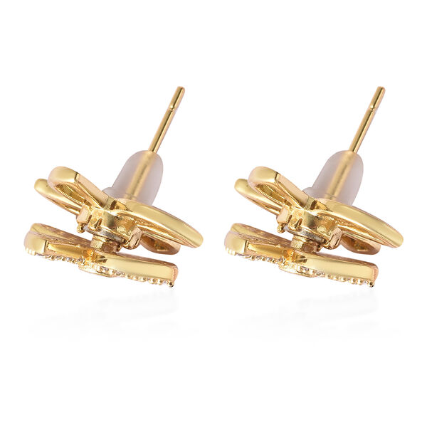 Simulierte Diamant-Windr&auml;dchen-Ohrstecker in Goldton image number 4