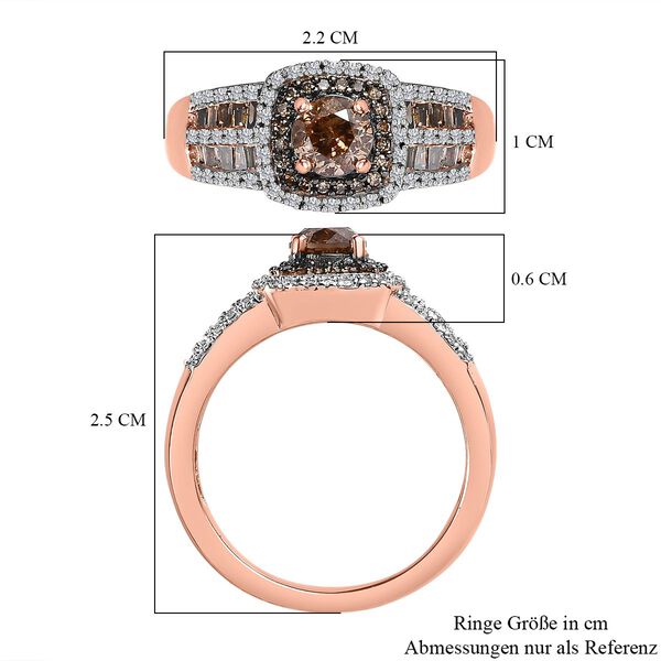 Natürlicher Champagner und weißer Diamant-Ring - 1,02 ct. image number 7