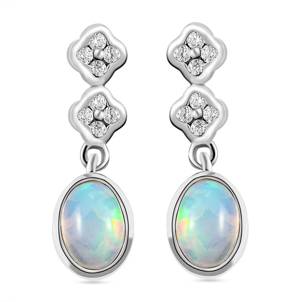 Nat&uuml;rliche, &auml;thiopische Opal und Zirkon-Ohrh&auml;nger in Silber