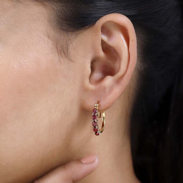 AAA Orissa Rose Granat Ohrringe, 925 Silber Gelbgold Vermeil, ca. 2.33 ct image number 3