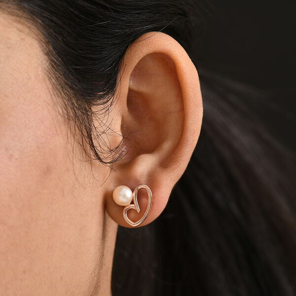 EverTrue Pfirsich S&uuml;&szlig;wasser Perle Ohrringe image number 2