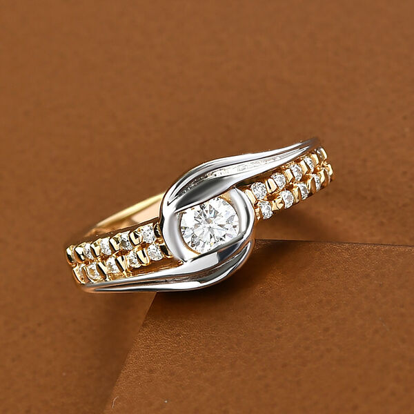 88 Facetten Moissanit Ring 925 Silber Bicolor  ca. 0,40 ct image number 2