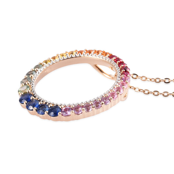 AA Alexandrit und Mehrfarbig Saphir Anh&auml;nger mit Kette 50 cm 375 Gelbgold ca. 2,34 ct image number 2