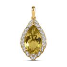 AAA Ouro Verde-Quarz, Weißer Zirkon Anhänger 925 Silber Gelbgold Vermeil ca. 7.50 ct