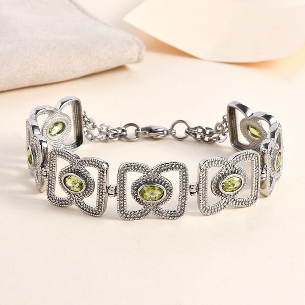 Nat&uuml;rliches Peridot Armband, ca. 19 cm, Edelstahl ca. 3.35 ct image number 2