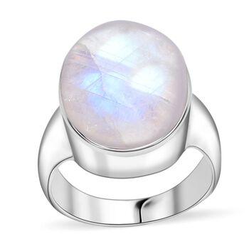 Royal Bali - Regenbogen Mondstein Ring 925 Silber (Gr&ouml;&szlig;e 20.00) ca. 22.77 ct