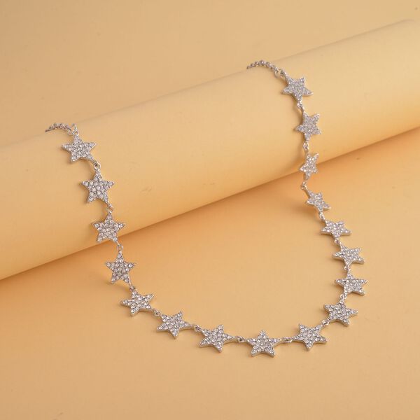 Wei&szlig;e Kristall-Halskette in Silberton - 20 ct. image number 2