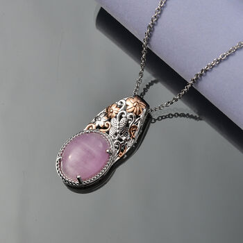 EverTrue Kunzit zweigarbiger Anh&auml;nger mit 50cm Kette - 11,41 ct.