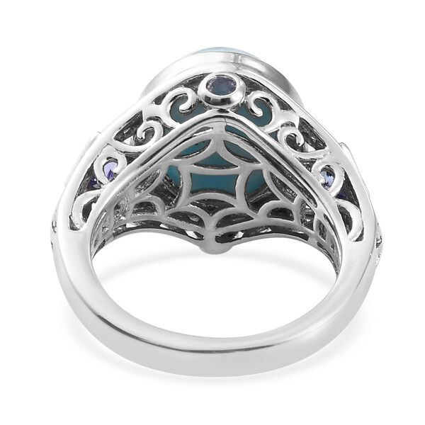 Larimar und Tansanit Solit&auml;r Ring 925 Silber Platin-&Uuml;berzug image number 6