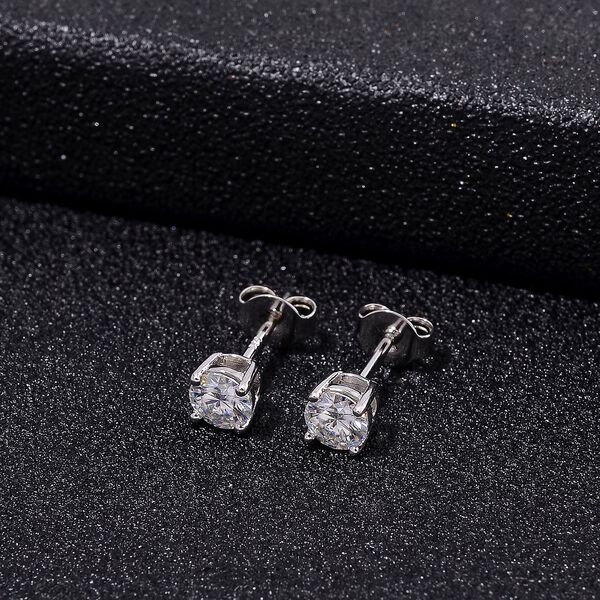 RADIANTA GRA zertifiziert Moissanit (D-VVS) Ohrringe 925 Silber rhodiniert ca. 0.92 ct image number 2