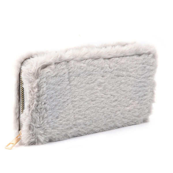 Kunstfell Brieftasche, Dunkelblau image number 2