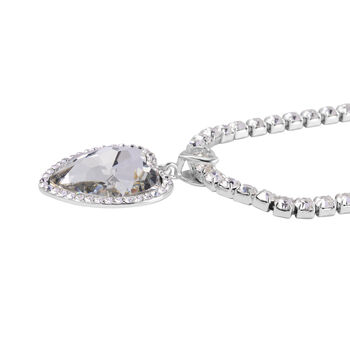 J Francis gefertigt mit SWAROVSKI- Wei&szlig;e Glas und Kristall Halskette, 50cm