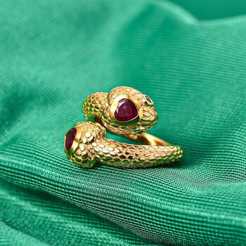 GP Trionfo Kollektion - Afrikanischer Rubin (Fissure gef&uuml;llt), Nat&uuml;rlicher Chromdiopsid Ring 925 Silber 750 Gelbgold Vermeil (Gr&ouml;&szlig;e 17.00) ca. 1.71 ct