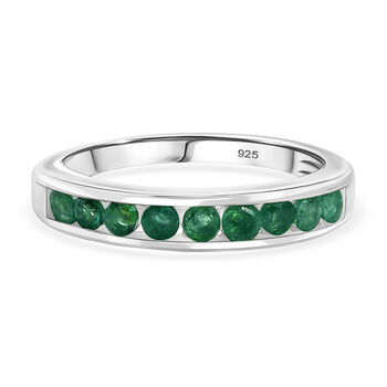 Socoto Smaragd Ring 925 Silber platiniert (Gr&ouml;&szlig;e 19.00) ca. 0,58 ct