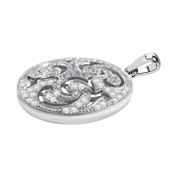Wei&szlig;er Zirkonia Anh&auml;nger, 925 Silber rhodiniert