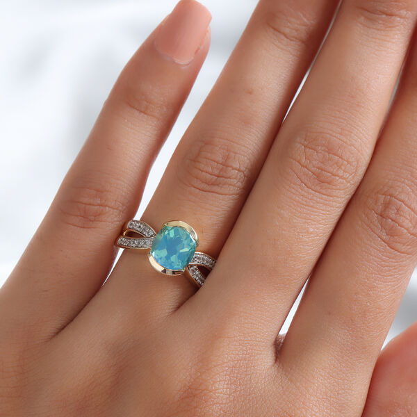 Pfau Triplett Quarz und Zirkon-Ring, 925 Silber Gelbgold Vermeil  ca. 2,99 ct image number 3