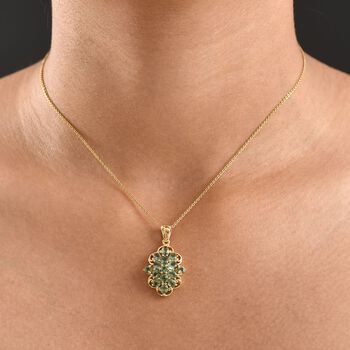 D'Joy Gr&uuml;ner Apatit Anh&auml;nger 925 Silber 750 Gelb Vergoldet ca. 2.65 ct